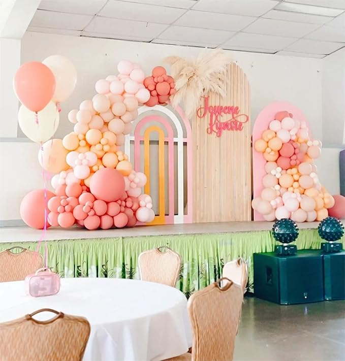 Dusty Rose Pink and White Balloons Garland Arch Kit Double Stuffed Matte Light Pink Blush Pink Latex Balloon Different Sizes 18 12 10 5In Boho Ballon for Birthday Party Holiday Decorations