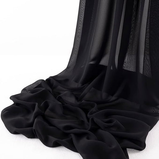 MLMW Black Chiffon Fabric Sheer Fabric by the Yard Halloween 20 Yards 60" Wide Wedding Arch Draping Fabric Shee Tulle for Party Backdrop Curtain Arch Ceiling Decor