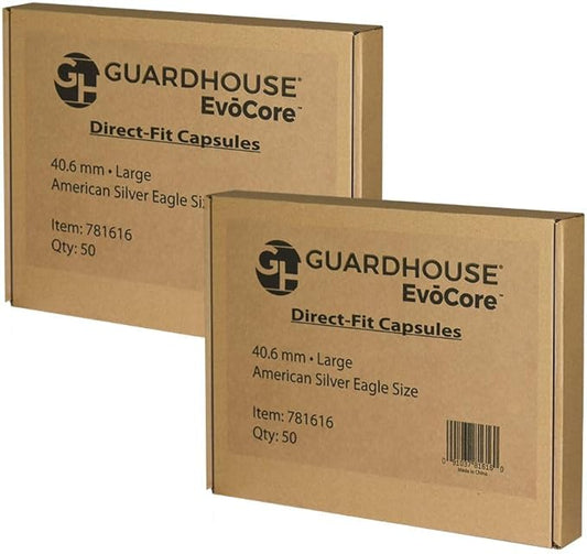100 Guardhouse 40.6mm Airtight Coin Capsules for American Silver Eagle