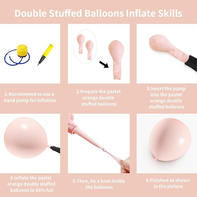 Pastel Orange Double Stuffed Balloons Different Size 115Pcs 5/10/12/18" Peach Blush Balloons Arch Garland kit for Birthday Baby Shower Bridal Shower Wedding Gender Reveal Party
