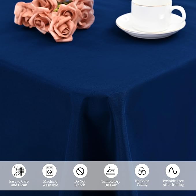 12 Pack Polyester Tablecloth -60 x 102 Inch Navy Blue Cloth for 6 Feet Rectangle Tables, Stain and Wrinkle Resistant Washable Fabric Table Cover for Wedding Party Banquet Restaurant Kitchen