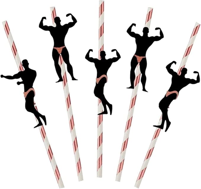Bachelorette Naughty Straws, Stripper Pole Dancer Straw,24pcs Bachelorette Party Naughty Nye Paper Straw for Hens Girls Night Adults,Dancing MEN Confetti Thick Straws Ladies Bridal Shower Decoration