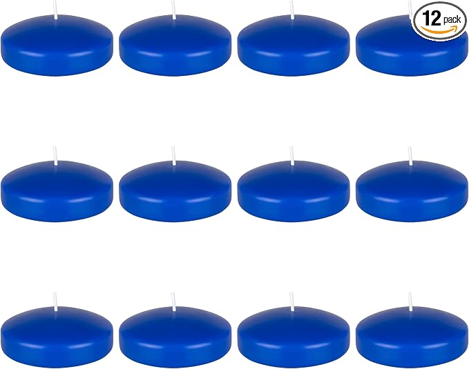 Mega Candles 12 pcs Unscented Dark Blue Floating Candles, Hand Poured Wax Candle 3 Inch Diameter, Home Décor, Wedding Receptions, Centerpieces, Occasions, Events, Festivities, Meditations, Spas