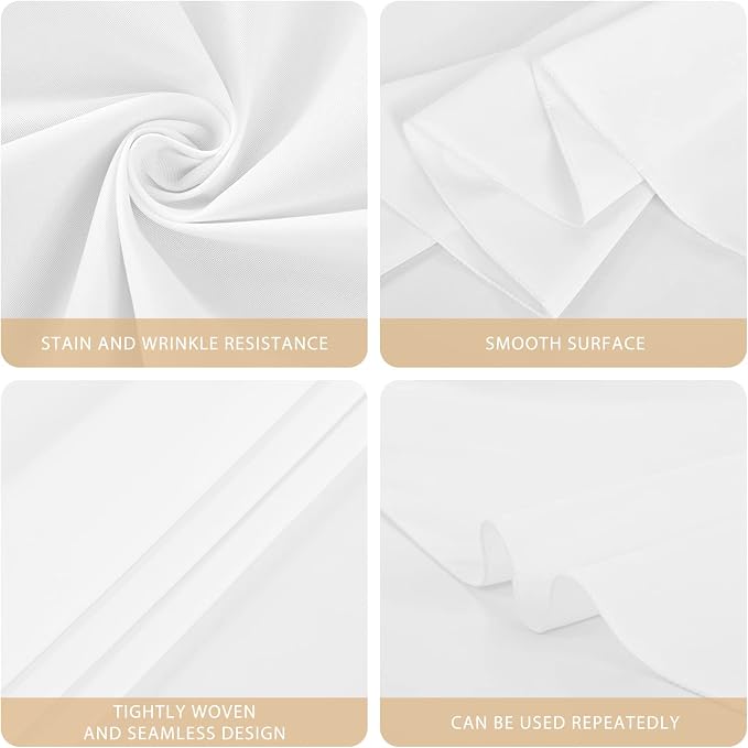 Pesonlook 4 Pack White Round Tablecloth 90 Inch, Polyester Table Cloth for Round Tables, Washable Table Cloth Stain and Wrinkle Resistant Decorative Table Cover for Wedding Party Dining Banquet
