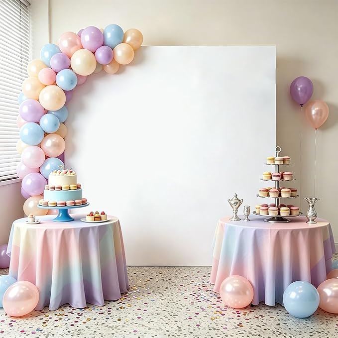 Square Metal Arch Backdrop Stand and Cover Set 6.6x6.6FT Gold Arch Frame with White Cover for Birthday Party Wedding Ceremony Baby Shower Graduation Event Decoration