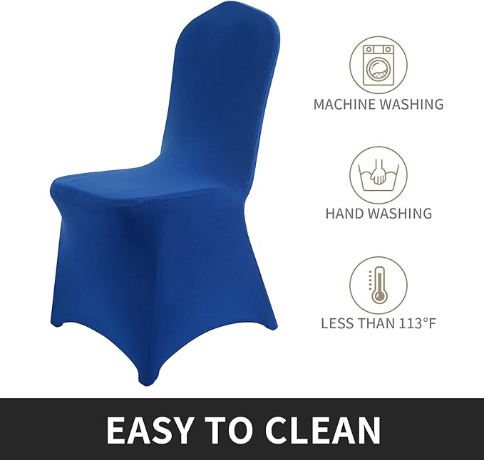 Peomeise 6pcs Stretch Spandex Chair Cover for Wedding Party Dining Banquet Event (Royal Blue, 6)