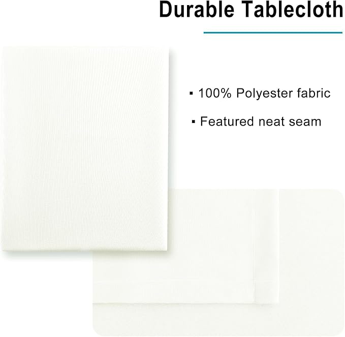 Hiasan Ivory Tablecloth Square - Waterproof and Spillproof Washable Fabric Table Cloth for Card Tables, 30 x 30 Inch