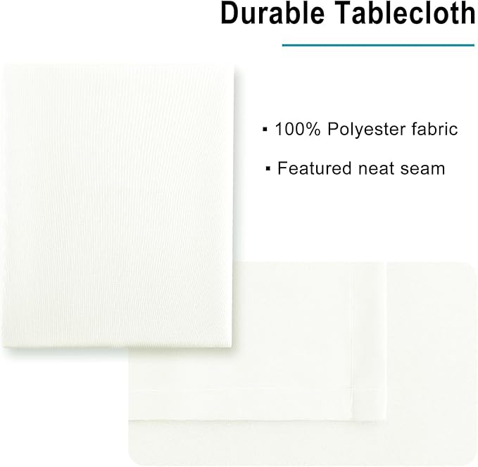 Hiasan Ivory Tablecloth for Rectangle Tables - Waterproof and Spillproof Washable Fabric Table Cloth for Dining Room Kitchen, 30 x 60 Inch