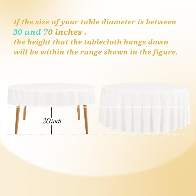 Teruntrue 12 Packs Ivory Round Tablecloths 90 inch Round Table Cloth, Washable Polyester Fabric for Wedding Parties Banquet Holiday Dinner Table Decorative, Ivory