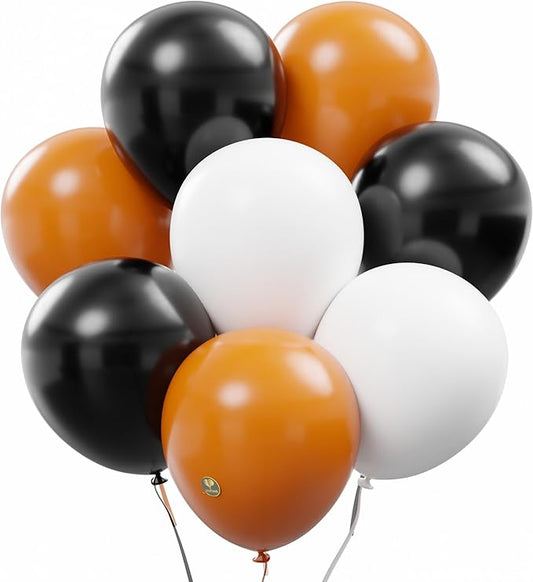AFTERLOON® Biodegradable Balloons 24 pcs Black/Orange/White 12 Inch, Matte Color Thickened Extra Strong Latex Helium Float, Colorful Bulk Color ballon baloon Globos Para Decoration De Fiestas Kids