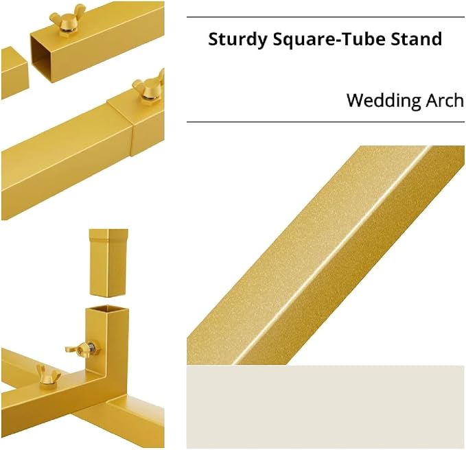 7.2FT 6.6FT 6FT Arch-Backdrop-Stand Set of 3, Wedding Arch Stand for Birthday Party Baby Shower, Flower Balloon Metal Arch Stand Frame for Graduation Anniversary Ceremony Decor, Gold