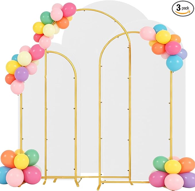Wedding Arch Backdrop Stand and Cover Set, White, 6FT/6.6FT/7.2FT | Metal Arch Backdrop Stand, High Elasticity Arch Cover, For Wedding Birthday Baby Shower Celebration
