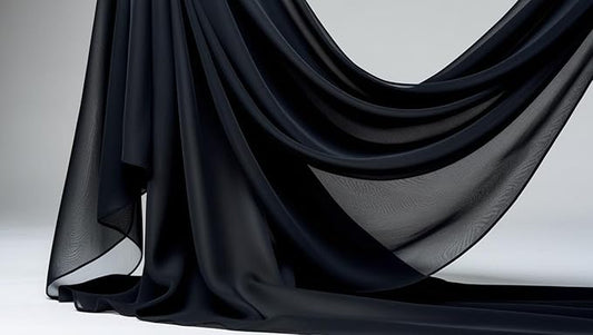 New Star Fabrics Chiffon Fabric, Continuous 60" Wide (30ft) Sheer Material, 100% Soft Polyester, Ideal for Wedding, Party, Event Decor, Draping, and Dresses (Black, 5 Yards)