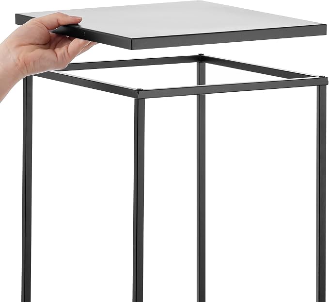 Black Tall Plant Stand: 15.8in, With Metal Panel, Packs of 10 | Columnar Cube Shape, Easy to Assembly, Flowers Cakes Drinks Display Table Centerpieces for Wedding Party Event