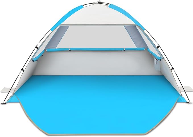 Gorich Beach Tent Sun Shelter for 3/4/6/8/10 Person with UPF 50＋ UV Protection, Lightweight & Easy Setup Beach Shade Canopy, Portable Beach Shade Tent Beach Cabana