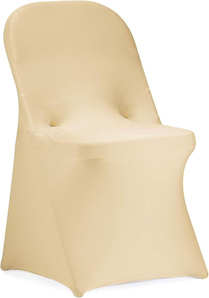 Peomeise Stretch Spandex Folding Chair Cover for Wedding Party Dining Banquet Event (Champagne,25pcs)