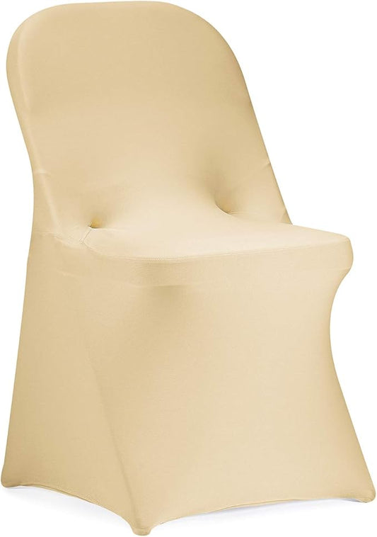 Peomeise Stretch Spandex Folding Chair Cover for Wedding Party Dining Banquet Event (Champagne,25pcs)
