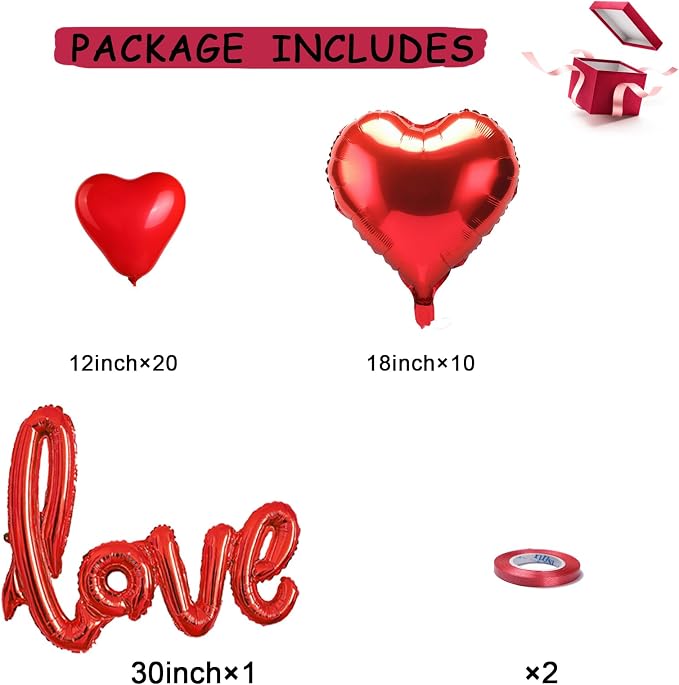 Valentine's Day Decorations Set – 1000 Rose Petals & 31 Red Heart Balloons Kit – Includes LOVE Foil Balloon & Premium Felt Heart Garland – Romantic Room Decor for Anniversary, Proposal, Wedding Night