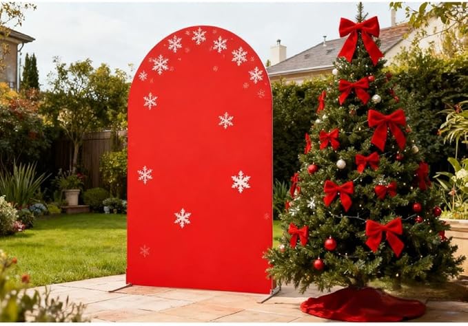 6FT Red Arch Cover, Spandex Arch Backdrop Cover for Wedding Party Birthday Decor, Christmas Arch Cover for Festival Decoration