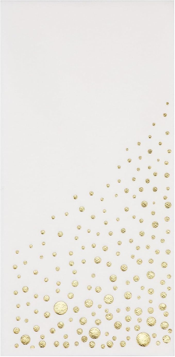 Stylish White and Gold Napkins for Party, 100 Linen Feel Disposable Dinner Napkins, 8.5x4.25" Gold Hand Towels for Bathroom, Cloth Like Linen Feel Guest Towels for Wedding, Reception or Event