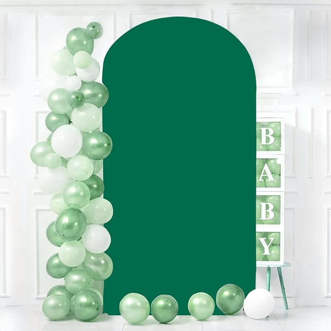 Wedding Arch Cover Hunter Green 3.3x6.6ft Spandex Stretch Chiara Backdrop Cover for Round Top Arch Stand Cover Arch Fabric Backdrop Cover Birthday Party Graduation Arch Covers