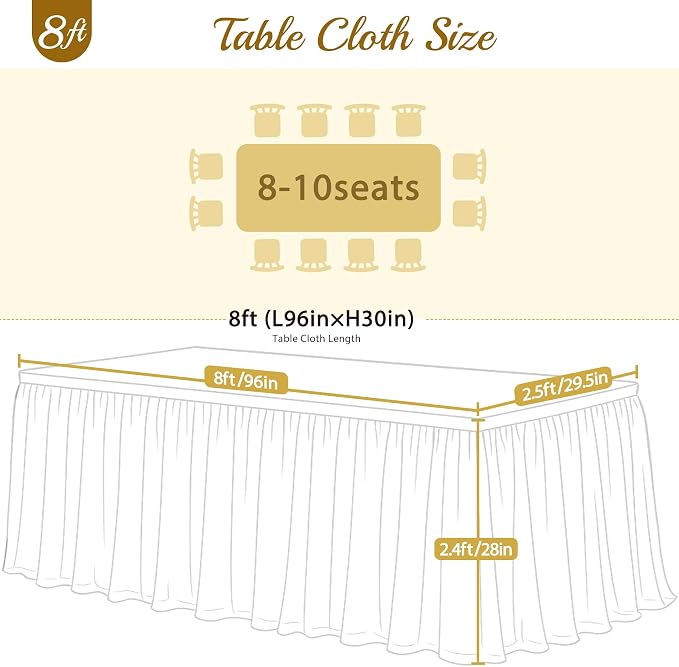 Lavender Tulle Tablecloth for 8 Foot Rectangular Table 8ft Light Purple Rectangle Table Cloth Wrinkle Free Tablecover with Tutu Skirt for Wedding Birthday Party Baby Shower Banquet Buffet Cake Event
