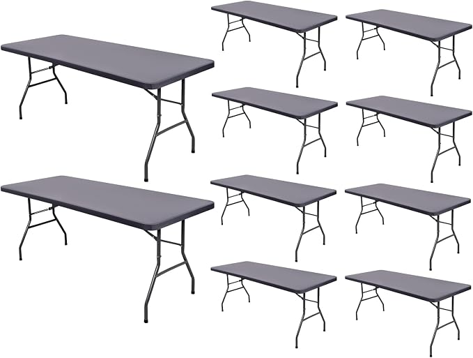 10 Pack Picnic Table Cover Outdoor Elastic Fitted Tablecloths for 6 Foot Rectangle Table Waterproof Stretch Washable Patio Folding Spandex TableCloth for Camping Banquet Parties (Light Grey,30" x 72")
