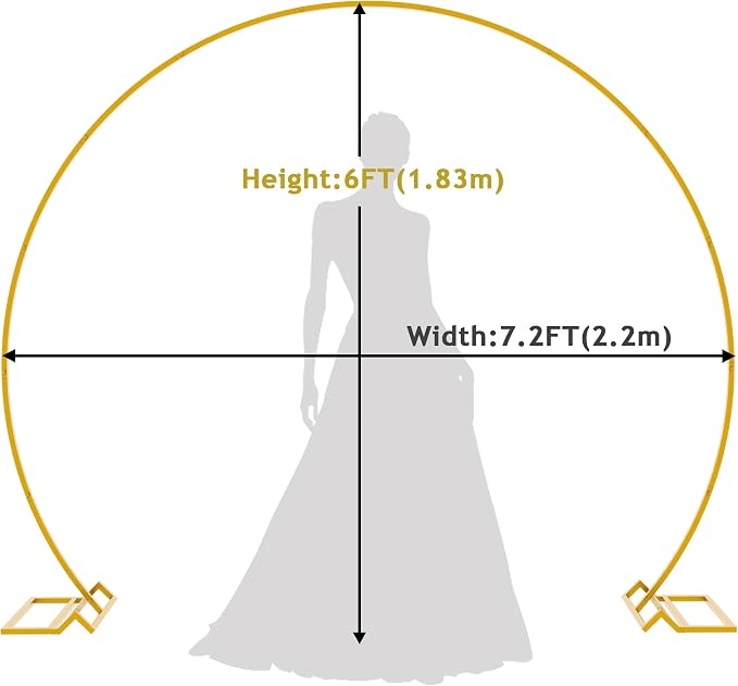 Asee'm 7.2FT Gold Wedding Arch Round Backdrop Stand Large Circle Metal Floral Balloon Frame for Party Anniversary Birthday Graduation Valentine Ceremony Decorations