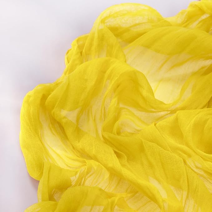 DeZerlor Lemon Yellow Cheesecloth Table Runner 6 Pack Spring Easter Table Runners Boho Gauze 120 Inches Yellow Cheese Cloth Table Decor for Wedding Bridal Baby Shower Parties