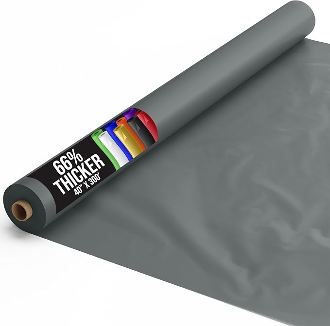 Party Solids 66% Thicker Premium Silver Plastic Table Cover Roll 40" X 300' Table Cloth Plastic Cover Roll Quality Thick Banquet Rolls Disposable Tablecloth Rolls Strong American Based Company