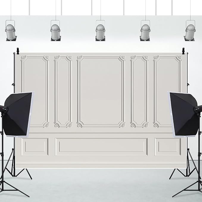 20x10ft Empty Room Architectural Pale Grey Wall Background Photography Background Classic Style Panel Wall Houses Flats Interior Vintage Decor Solid Color Grey Backdrops
