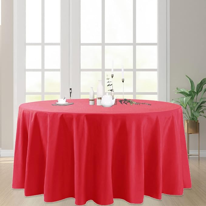 6 Pack Red Round Tablecloths 90 Inches Table Cloth Stain and Wrinkle Resistant Washable Polyester Table Cover Fabric for Party, Wedding,Dining,and Banquet Decoration