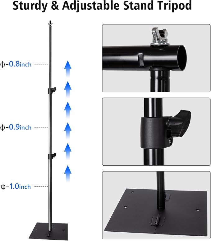 HYJ-INC Pipe and Drape Photography Backdrop Stand Kit Adjustable Photo Background Stand 10ft x 6.5ft with Metal Base for Parties Weddings Birthday Party Events Photo Booth