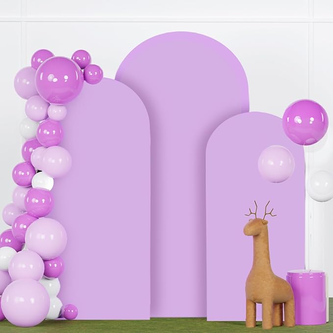 FANPROMS Wedding Arch Cover Set of 3 Lavender Arch Backdrop Cover 4 5 6FT Double Sided Spandex Arch Stand Cover for Metal Arch Satnd arch cover backdrop fabric for Bridal Baby Shower Party Decorations