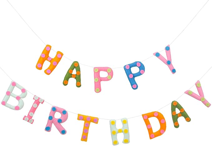 Mindsoft Felt Happy Birthday Garland Rainbow Banner Reusable Happy Birthday Sign Party Supply for Party Decor(Colorful Color,Spot)