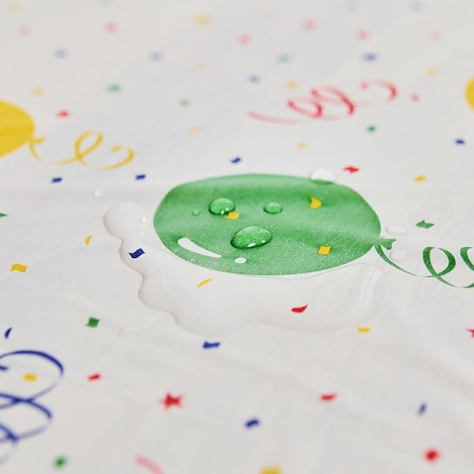 Plastic Tablecloth Roll – 54" x 100' Plastic Tablecloths for Parties Disposable with Cutter Box - Cut to Size Disposable Tablecloth for Rectangle & Round (Balloon)