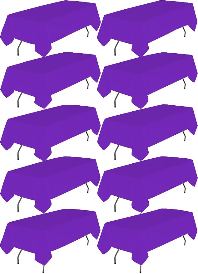10 Pack Purple Tablecloth 60x102 inch Polyester Fabric Tablecloths for 6 Foot Rectangle Tables Wrinkle Resistant Linen Tablecloth Washable Table Covers for Party Wedding Events and Camping
