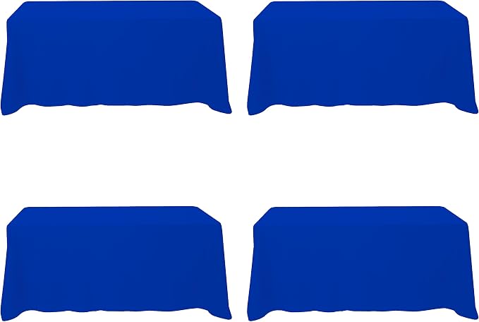 BRILLMAX 4 Pack Royal Blue Tablecloths 90 x 132 Inch for 6ft Rectangle Tables - 150 GSM Polyester Fabric, Floor Length Drop, Water, Stain & Wrinkle Resistant Cloth Cover for Wedding Reception Banquet