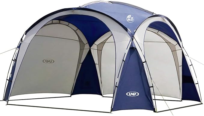 UNICAMPER Beach Tent 12 X 12ft Large UPF50+ Pop Up Canopy with 2-Pcs Side Wall, Sun Shelter Rainproof, Waterproof for Camping Trips, Backyard Fun, Fishing, Parties, Or Picnics(Navy Blue)
