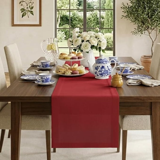Classic Linen™ by D'Moksha Red Table Runner 72 Inches Long, 100% Pure Linen, 14 x 72 Inch Table Runner for Dresser, Dining- Mothers Day, Spring, Summer, Memorial Day