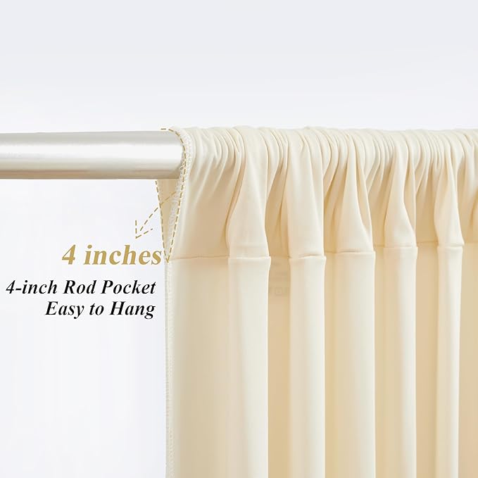 10x10ft Champagne Backdrop Curtains with Lights Photo Drapes Wrinkle Free Fabric Backdrop Curtain for Wedding Birthday Party Baby Shower Shoot Bridal Shower Home Party Background Decorations