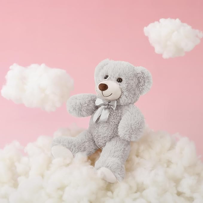 MaoGoLan Bulk Teddy Bear Baby Shower, 3 Packs Small Teddy Bear Stuffed Animals in Bulk,13.5" Small Gray Stuffed Bears Plush for Wedding,Birthday,Christmas, Party Decorations