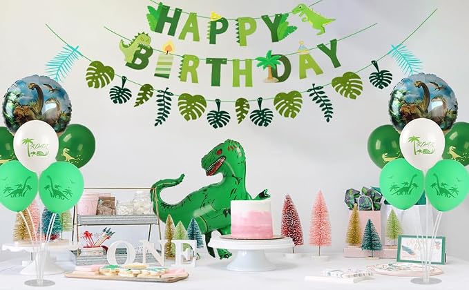 Dinosaur Birthday Decorations, Dinosaur Theme Party Decorations Include Table Centerpieces 2 Sets, Dino saur Balloons, Happy Birthday Banner, for Boys Dinosaur Decorations, Jungle Theme Party Decor