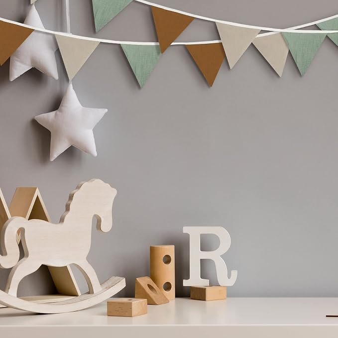 Oudain 2 Pcs Pennant Banner Flags Nursery Garland Triangle Bunting Flags Playroom Wall Decor Banner for Nursery Baby Shower Birthday Boho Wedding Party Event, Each 7.75 ft(Retro Color)