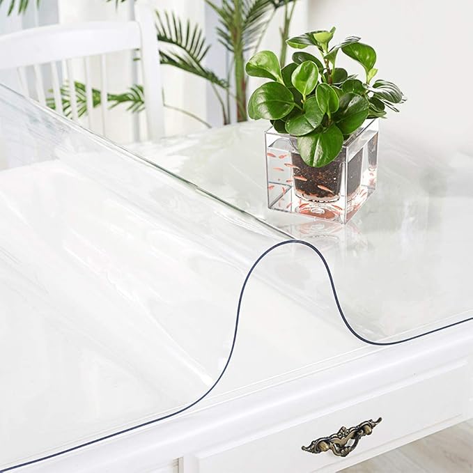 Wood Furniture Dining Coffee Table Protector for Large Pub Bar Desk Tabletop Countertop Topper Clear Plastic Tablecloth Placemats Protective Cover Easy Clean Wipeable PVC Vinyl 36" x 108 Inch 9ft