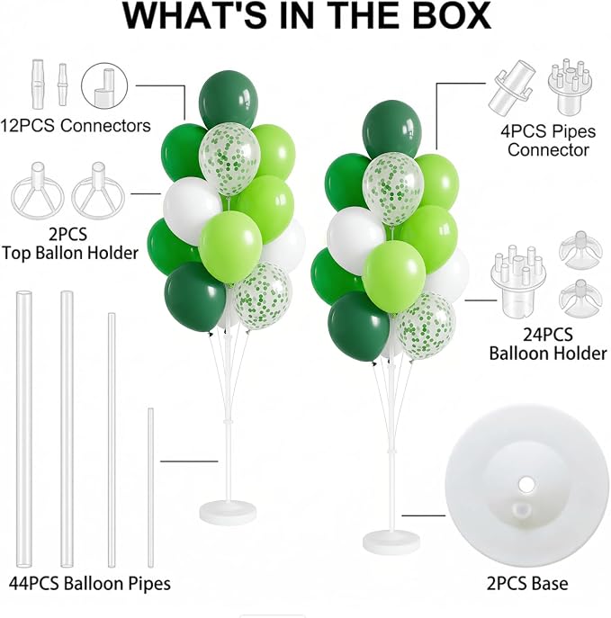Balloon Column Stand Kit with Balloons, Base and Pole, Balloon Column Kit for Floor or Table Backdrop Decoration for Party Wedding Baby Shower Birthday Graduation (Forest Green)