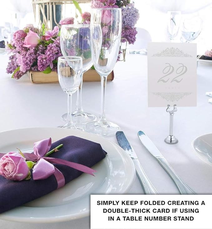 Paisley Wedding Table Numbers (Select Color/Quantity), Champagne, Silver, 1-10, Double Sided, Tent or Use in a Stand, Great for Parties & Restaurants - Made in the USA