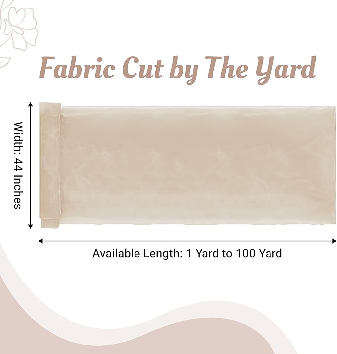 MDS Pack of 30 Yard Sheer Organza Fabric for Wedding Party Home Event Banquet Decorations, Backdrop Curtain Craft Dress Sewing Fashion DIY Crystal Organza Tulle Fabric Bolt 44” Wide - Cream