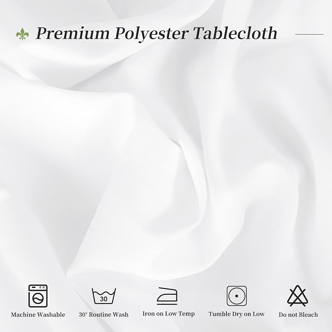 4 Pack 90 Inch White Round Polyester Tablecloths - Wrinkle & Stain Resistant, Ideal for Weddings, Banquets, Parties