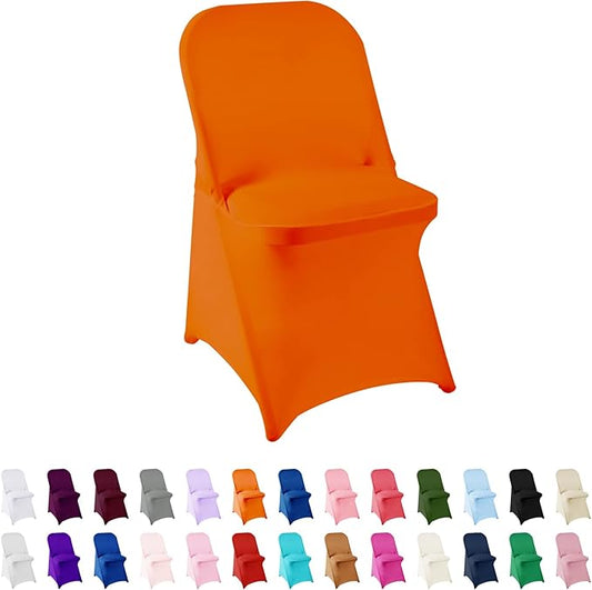 Spandex Chair Cover,25PCS,Living Room Folding Chair Covers,Removable Chair Covers Washable Protector Stretch Chair Cover for Party, Banquet,Wedding Event,Hotel(Orange)